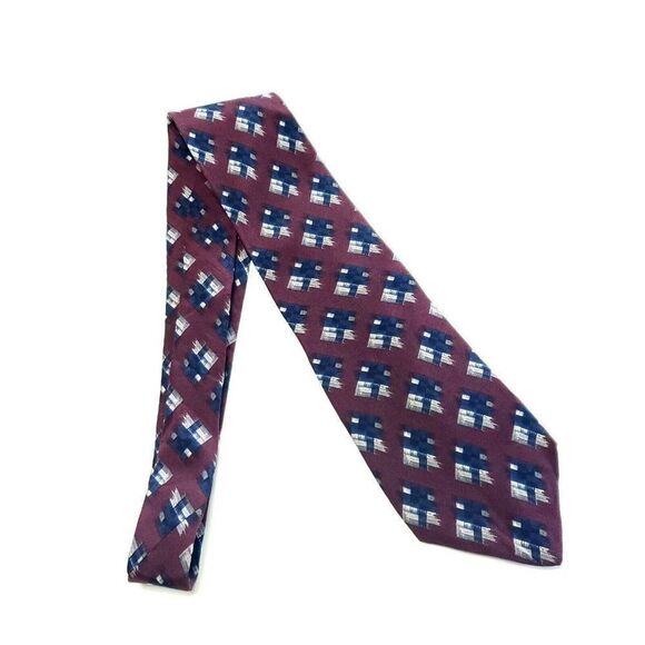 Contissima Purple Blue Abstract‎ Italy Print Short Silk Tie - Picture 6 of 6